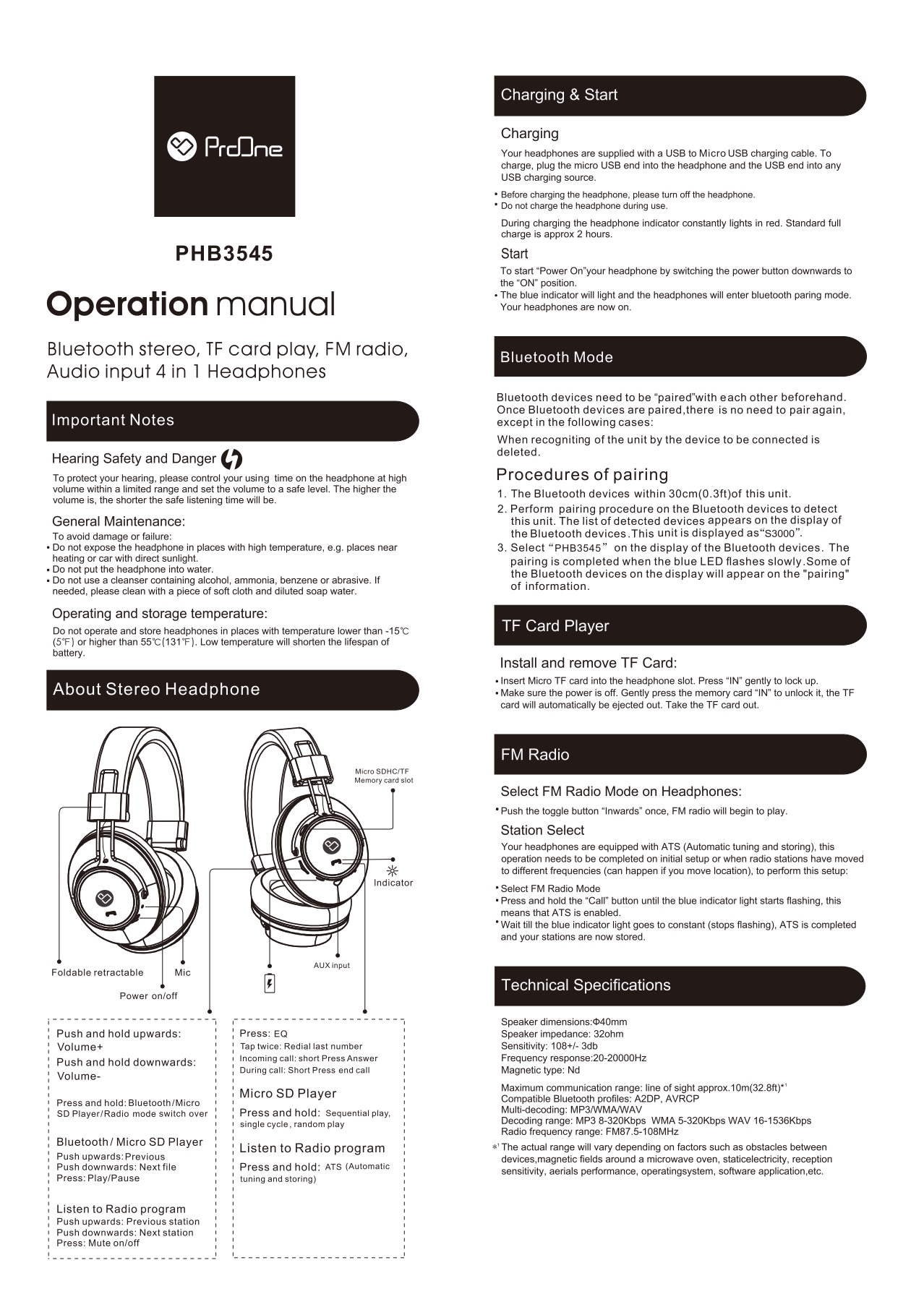 هدفون بلوتوثی پرووان مدل PHB3545