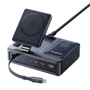 شارژر رومیزی بیسوس مدل NOMOS 5‑in‑1 Qi2 140W